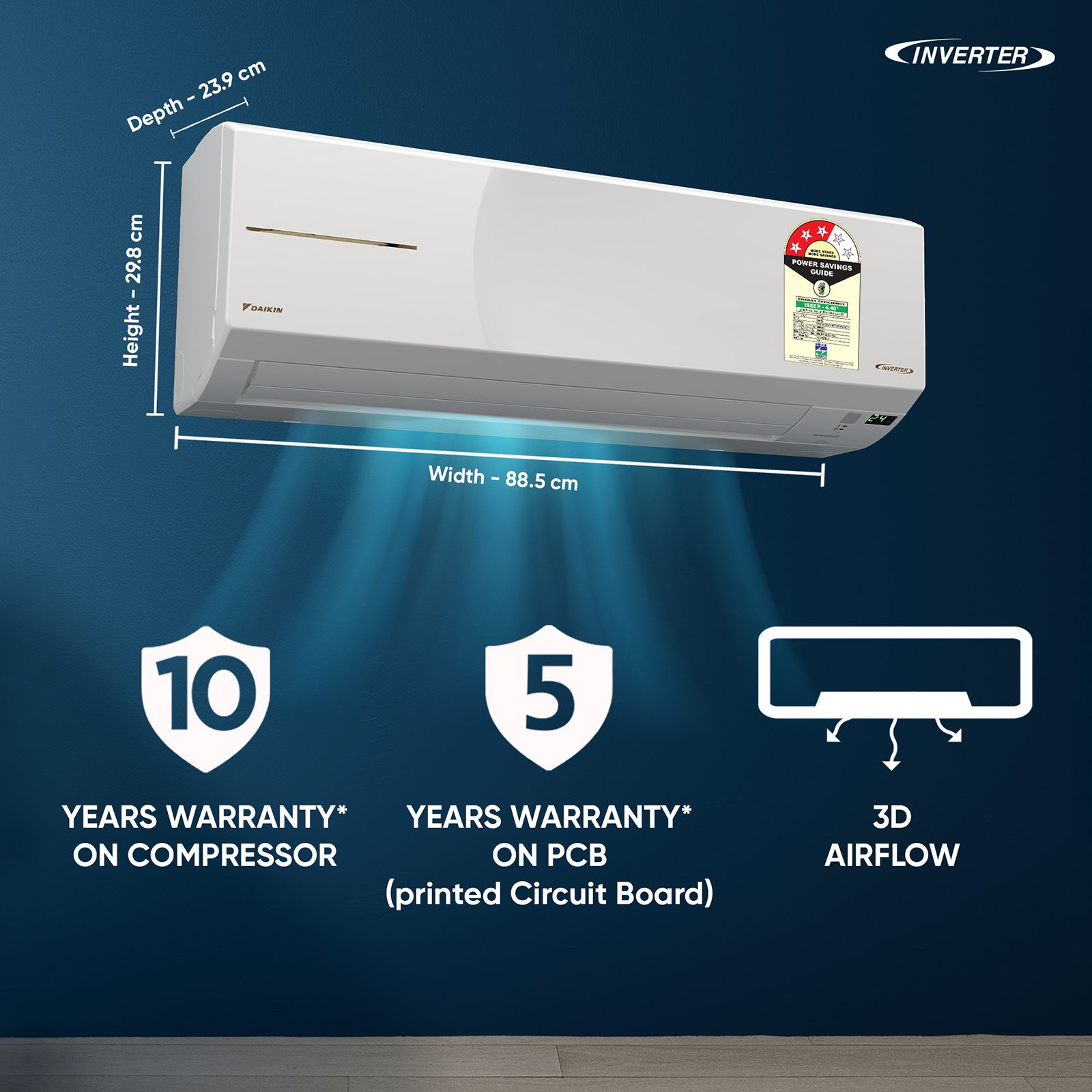 Buy DAIKIN 1.8 Ton 3 Star Hot & Cold Inverter Split AC (Copper
